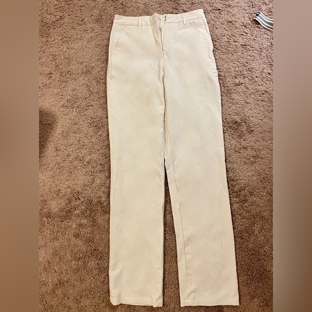 Off White Beige Straight-Leg Pants - Picture 3 of 5
